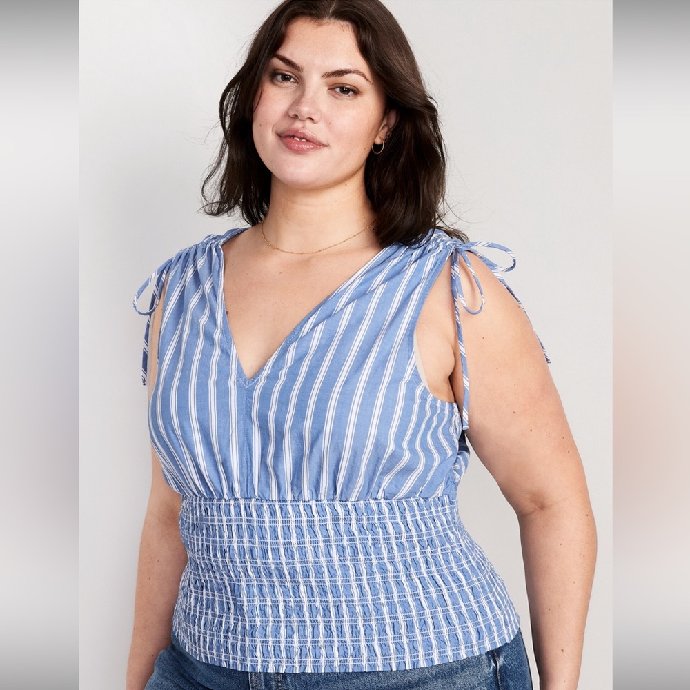 NWT Old Navy Striped Smocked Tank Top XXL